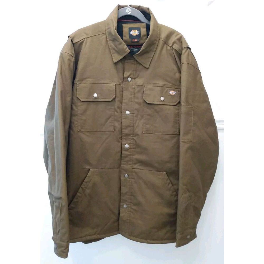 Dickies Mens Brown Flex Duck Shirt Hydroshield Outerwear Jacket Size 3XL*